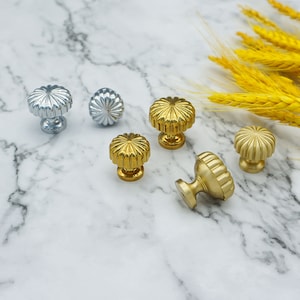 Solid Brass Cabinet Knobs Unique Drawer Knobs Polished Gold Kitchen ...