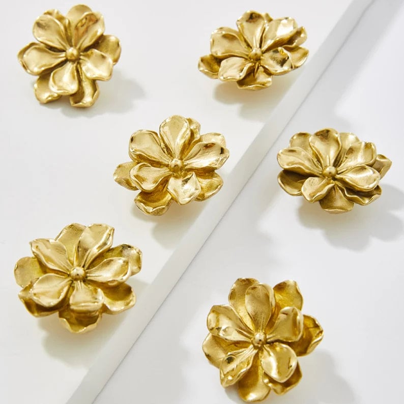 Einzigartige Blumen Kommode Knäufe Exquisite Kamelie Knäufe Knauf Schrank Knauf Geschenk Gold Türknauf Messing Gold Schrank Hardware Yihuanghardware Bild 4