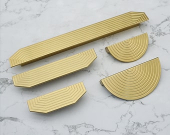 1.25&quot;2.5&quot;3.78&quot;7.56&quot;Gold Dresser Handle Stripe Kitchen Door Handle Gold Semicircle Drawer Pulls Cabinet Pull Handles Yihuanghardware