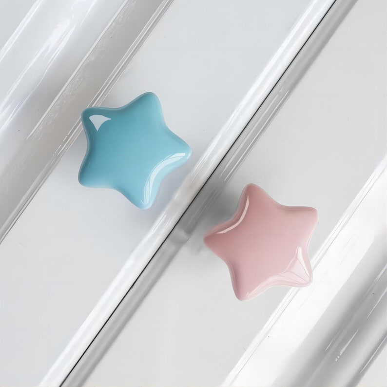 Colorful Star Ceramic Knob for Cabinets Dresser Knob Drawer Knob Yellow Blue Green Pink White Unique Kid Knobs Home Decor Yihuanghardware zdjęcie 8