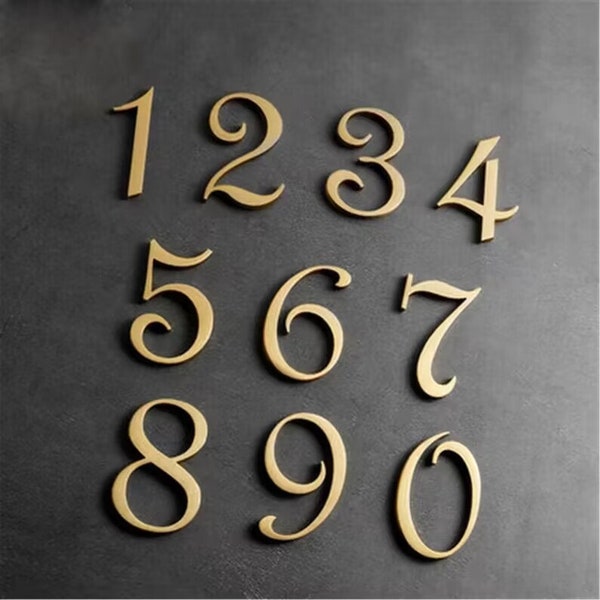 Solid Brass Door Numbers Gold Numbers for Doors Modern House Numbers Replacement Door Numbers Metal Address Number Yihuanghardware