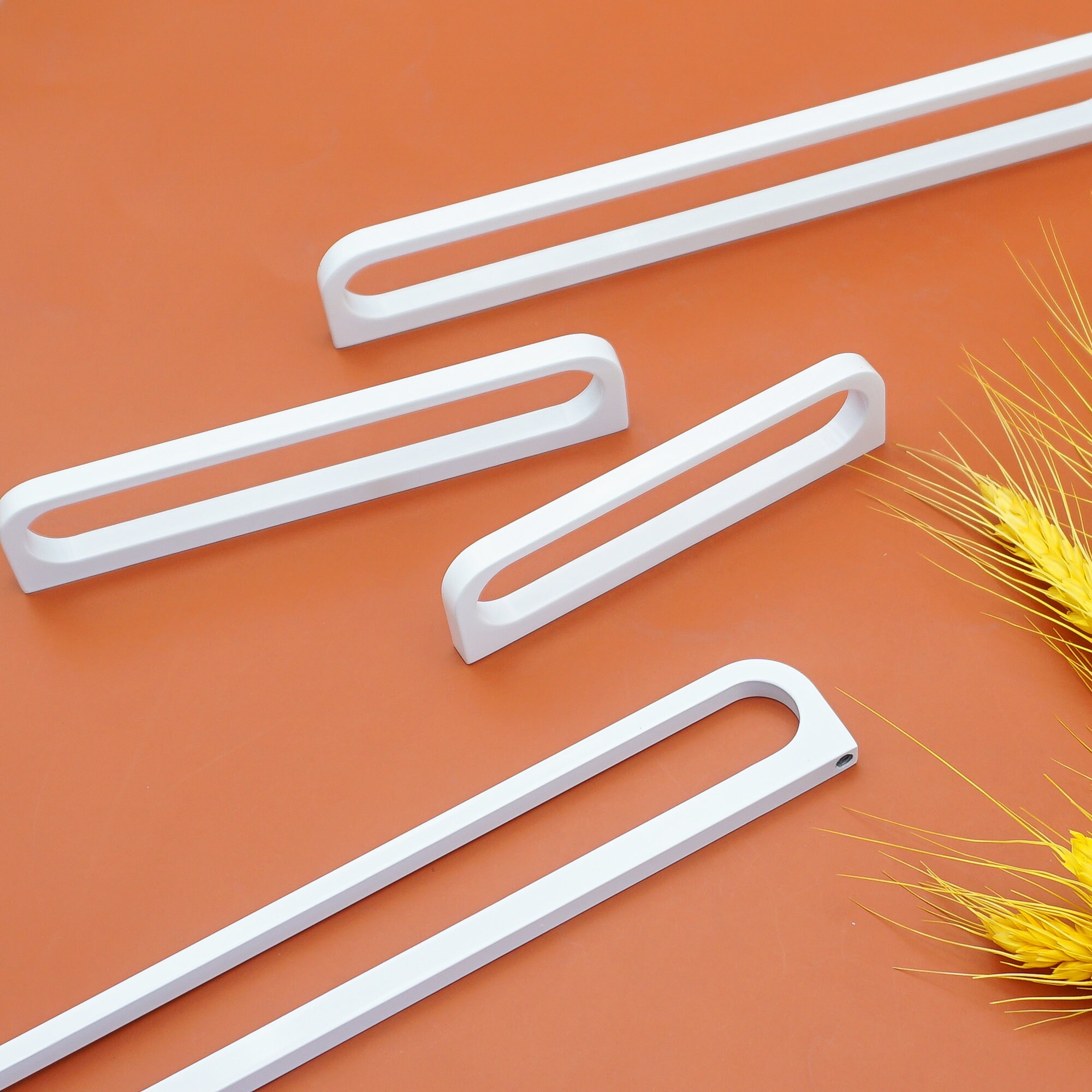 White Hollow Handles Unique Drawer Pulls Knobs Modern Kitchen Etsy