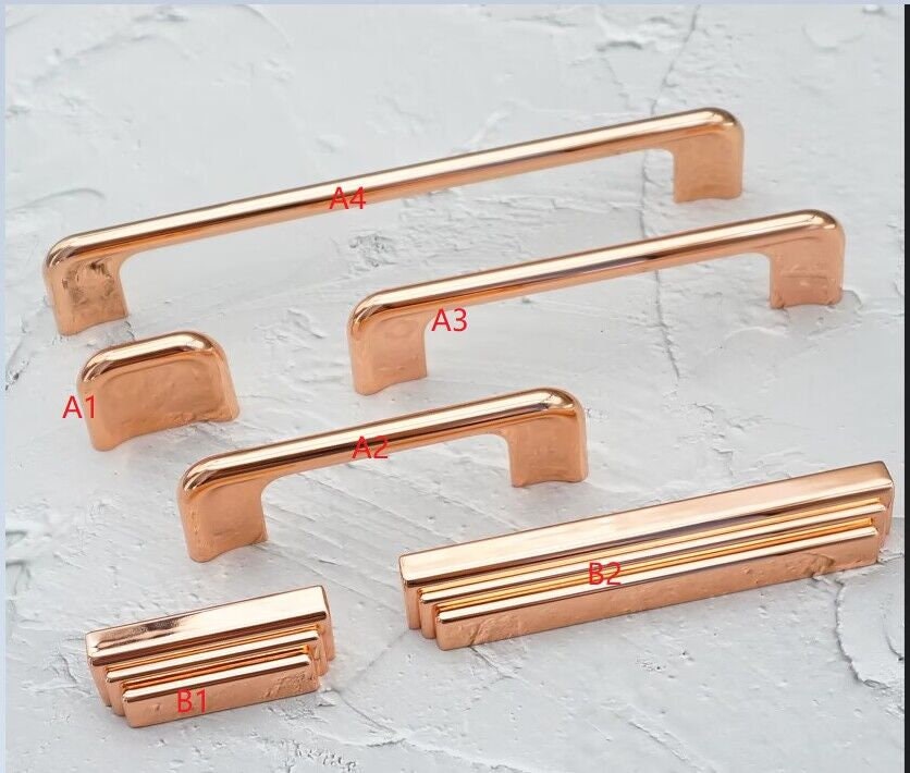 Rose Gold Kitchen Door Handles Modern Stripe Handles Etsy