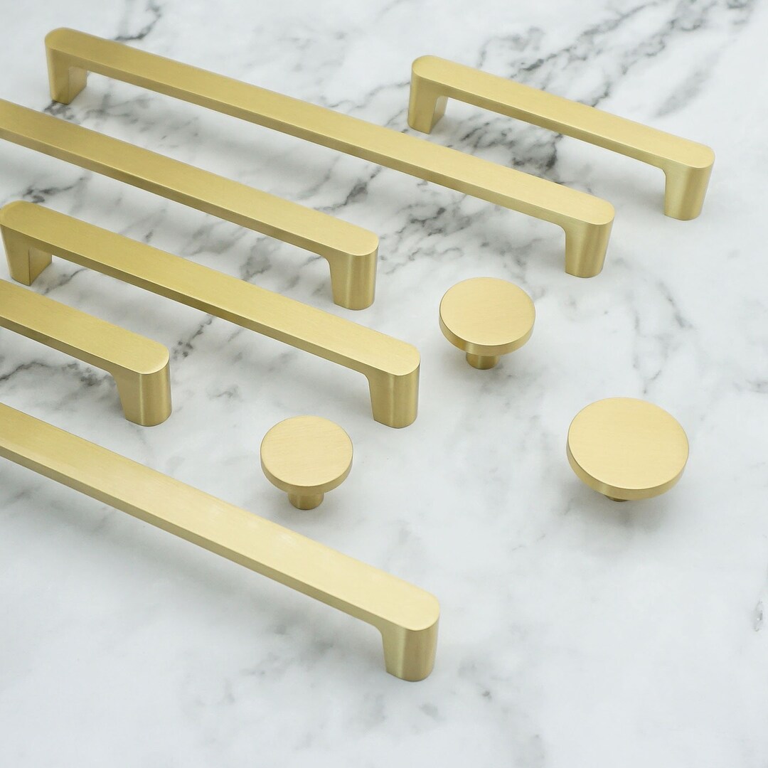 3.78"5"6.3"7.56" Solid Brass Drawer Knobs Pulls Gold Kitchen Cabinet ...