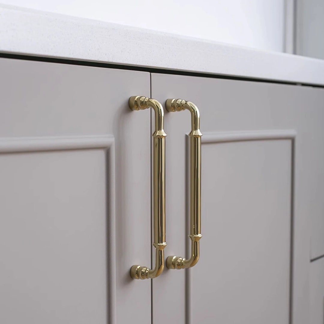 Luxury Shiny Gold Kitchen Knobs Handles Solid Brass Handles Etsy