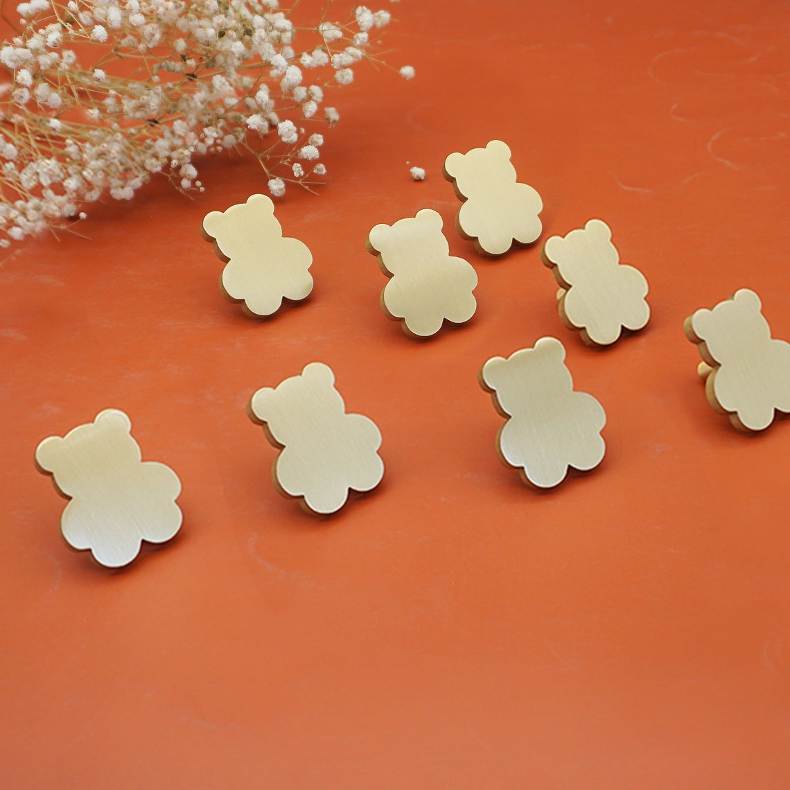 Solid Brass Bear Knobs Gold Animal Knobs Unique Drawer Etsy