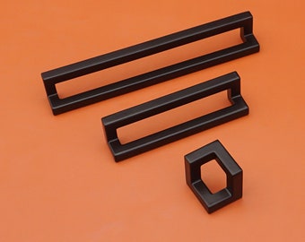 Poignées de commode minimalistes poignées de tiroir noir mat poignées de cuisine creuses tridimensionnelles uniques matériel Art déco 1.25 "3.78" 6.3 "