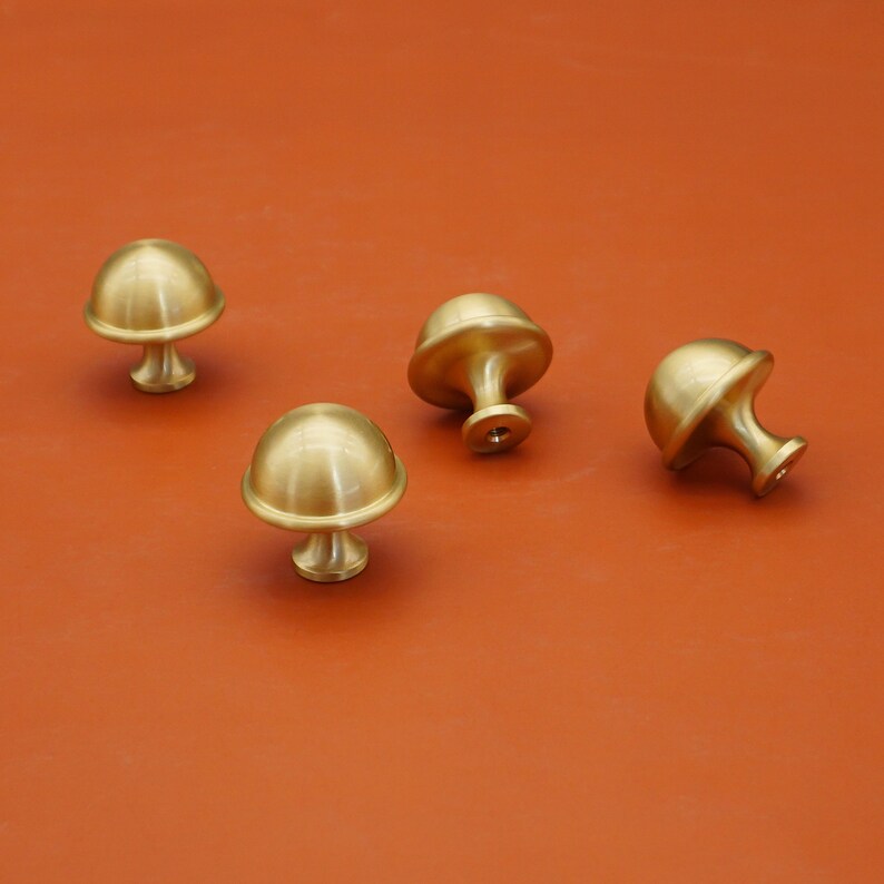Solid Brass Mushroom Knobs Unique Drawer Knobs Pulls Etsy