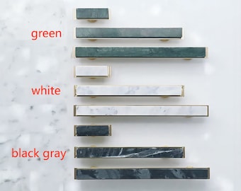 Natural Marble Drawer Knobs Handles Green Stone Dresser Pull Black Kitchen Cabinet Door Handle White Cupboard Pull Yihuanghardware 3.78"5"