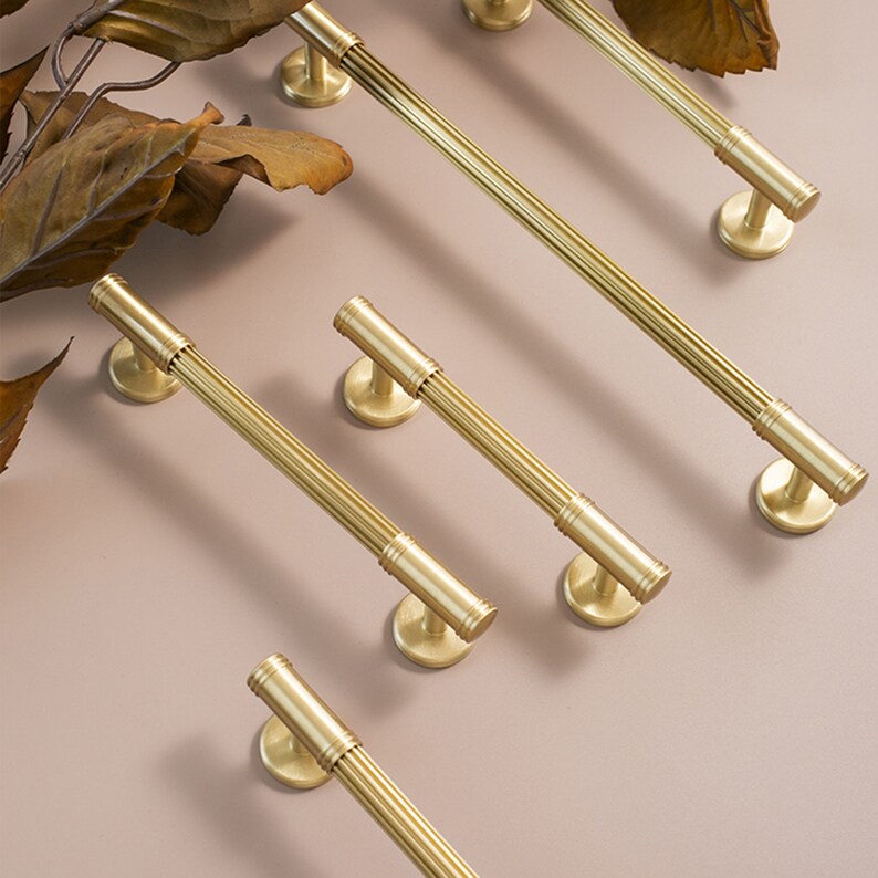 Art Deco Pull Handle Solid Brass Pull Handles for Etsy