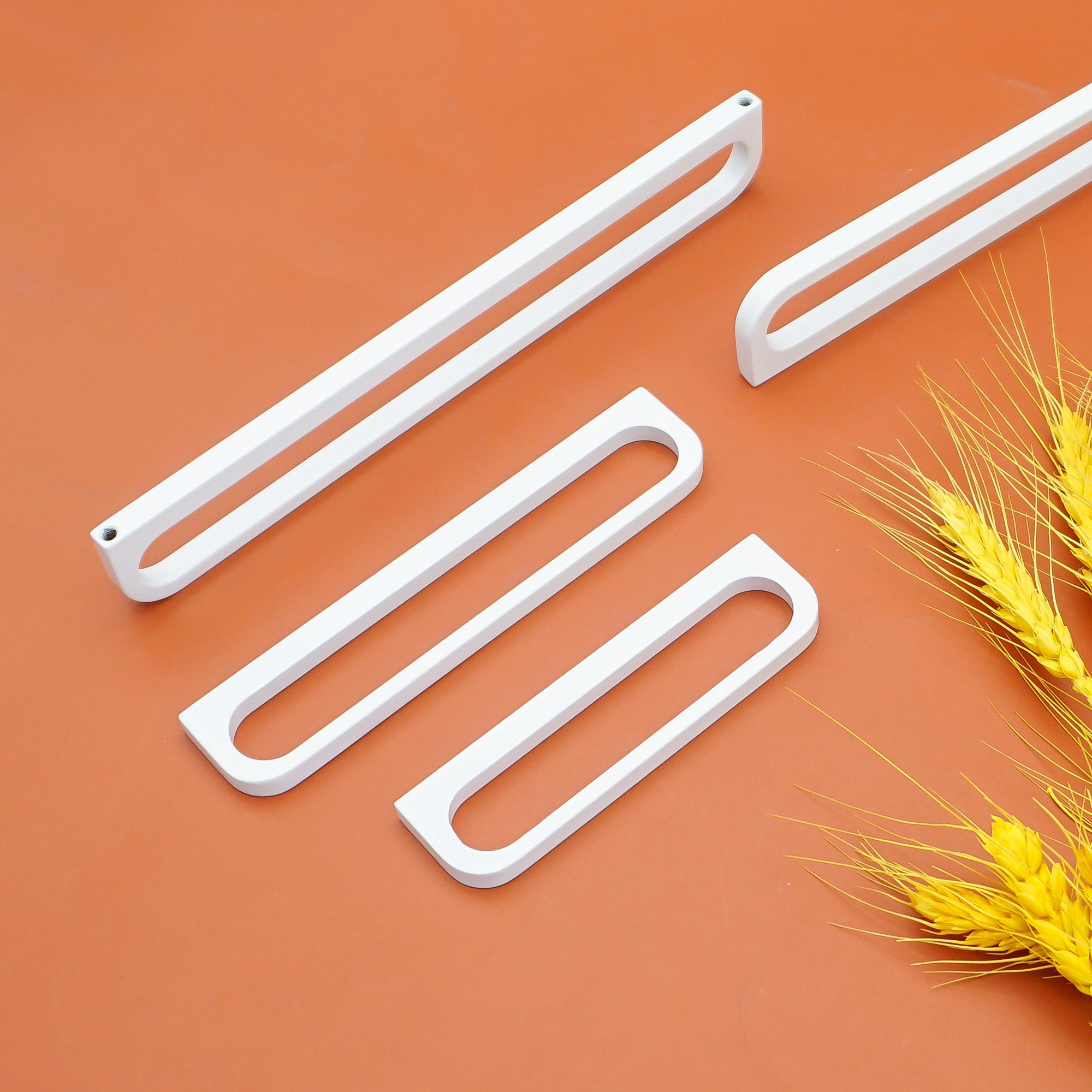 White Hollow Handles Unique Drawer Pulls Knobs Modern Kitchen Etsy