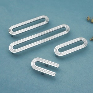 Unique Chrome Drawer Pull Modern Dresser Handles Gift Art Deco Cabinet Pull Nordic Chrome Cabinet Hardware Yihuanghardware 1.1&quot;3.78&quot;5&quot;7.56&quot;