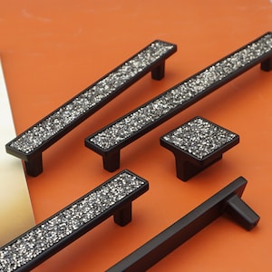 Black Crystal Drawer Pulls Knobs Glass Rhinestone Dresser Handles Gift Modern Crystal Cabinet Handles Yihuanghardware 1.26&quot;3.78&quot;5&quot;6.3&quot;7.56&quot;