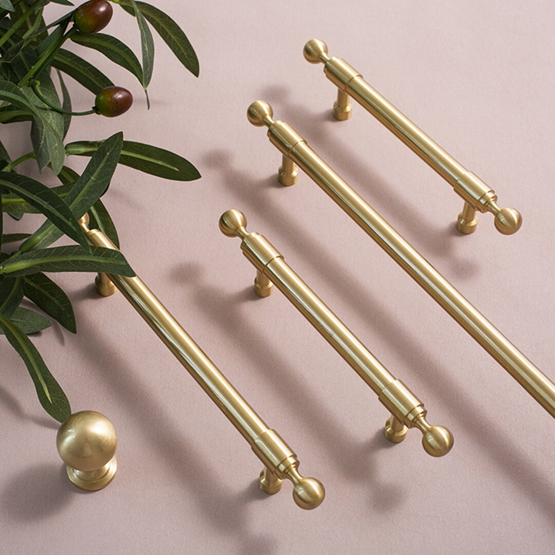Brushed Gold Drawer Handles Knobs Modern Dresser Pulls Knobs Kitchen