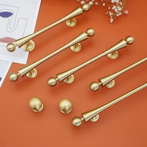 Solid Brass Cabinet Pull Brass Knobs Handles Unique Door Handles Gold Dresser Pull Handles Gold Kitchen Hardware Yihuanghardware 3.78&quot;5&quot;