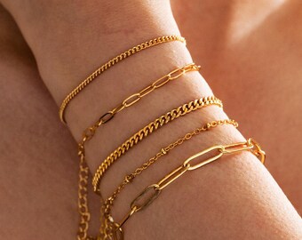Minimalist Gold Bracelet Chain, Silver & Gold Paperclip Chain, Twist Chain,Vine Chain, Bead Chain, Twist Chain, Dainty Everyday Jewelry