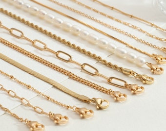 18K GOLD Chain Necklace, Paperclip Chain, Twist Chain,Vine Chain,  Bead Chain, Twist Chain, Dainty Chain for her