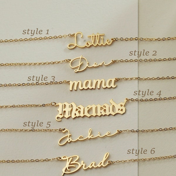 Collar con nombre de oro de 18 quilates, joyería con nombre, regalos personalizados, collar con nombre personalizado, collar para mujer, regalo del día de la madre para ella