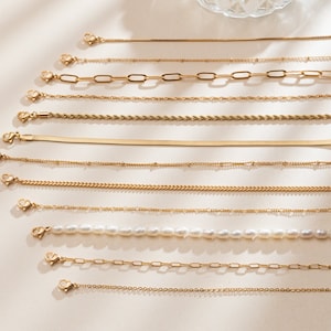 18K GOLD Chain Necklace, Paperclip Chain, Twist Chain,Vine Chain, Bead Chain, Twist Chain, Everyday Necklace, Gift for Her