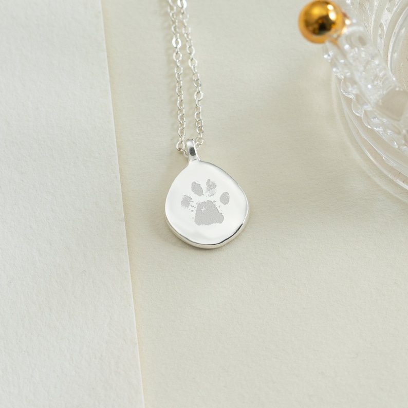 Actual Paw Print Necklace, Engraved Pet Paw Print Necklace, Custom Pet ...