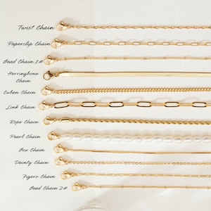 18K Gold Chain Necklace,Everyday Wear Jewelry,Perfect Gift for her,Necklace for Women,Twist Chain, Paperclip Chain,Curb Chain,Gifts for Her
