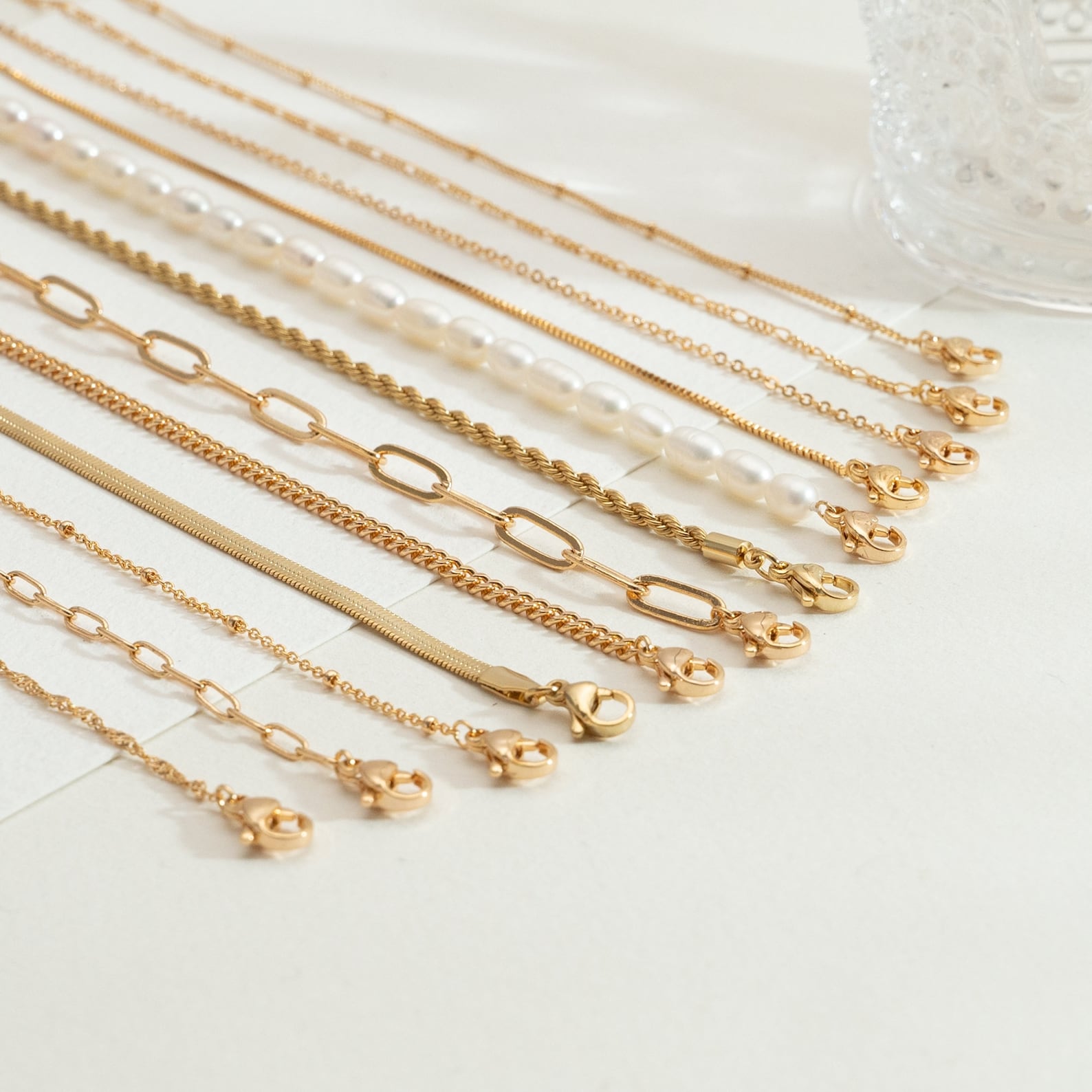 18K Gold Chain Necklace,curb,figaro,rope,paperclip Chain,herringbone ...