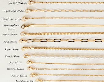 18K Gold Chain Necklace,Curb,Figaro,Rope,Paperclip Chain,Herringbone Chain,twist Chain,Gift For Her,Gift for Him,Valentine's Day,Birthday