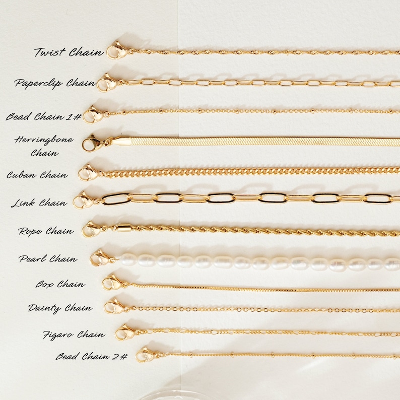 18K GOLD Chain Necklace, Paperclip Chain, Twist Chain,Vine Chain, Bead Chain, Twist Chain, Dainty Chain for her image 2