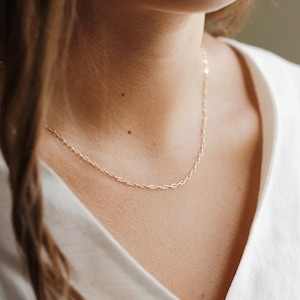 18K GOLD Chain Necklace, Paperclip Chain, Twist Chain,Vine Chain, Bead Chain, Twist Chain, Dainty Chain for her image 5