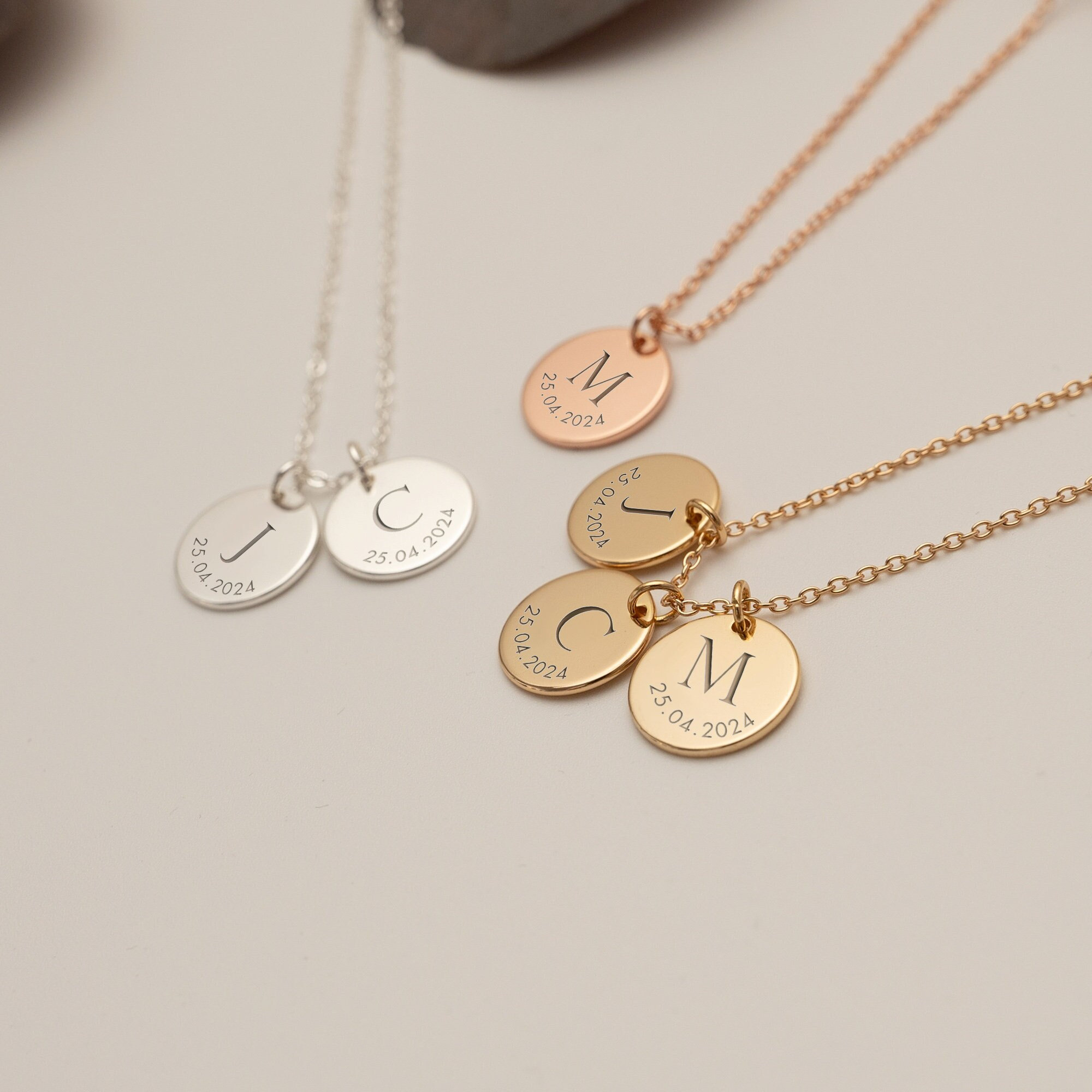 Initial Necklace Necklace With Date Of Birth Personalized Date