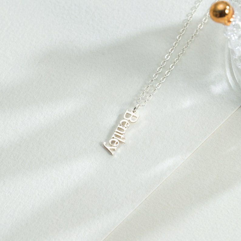 Personalized Name Necklace,Vertical Name Necklace, Dangle Name Jewelry, Mother Necklace, Gift for Mom, Mother's Day Gift image 6