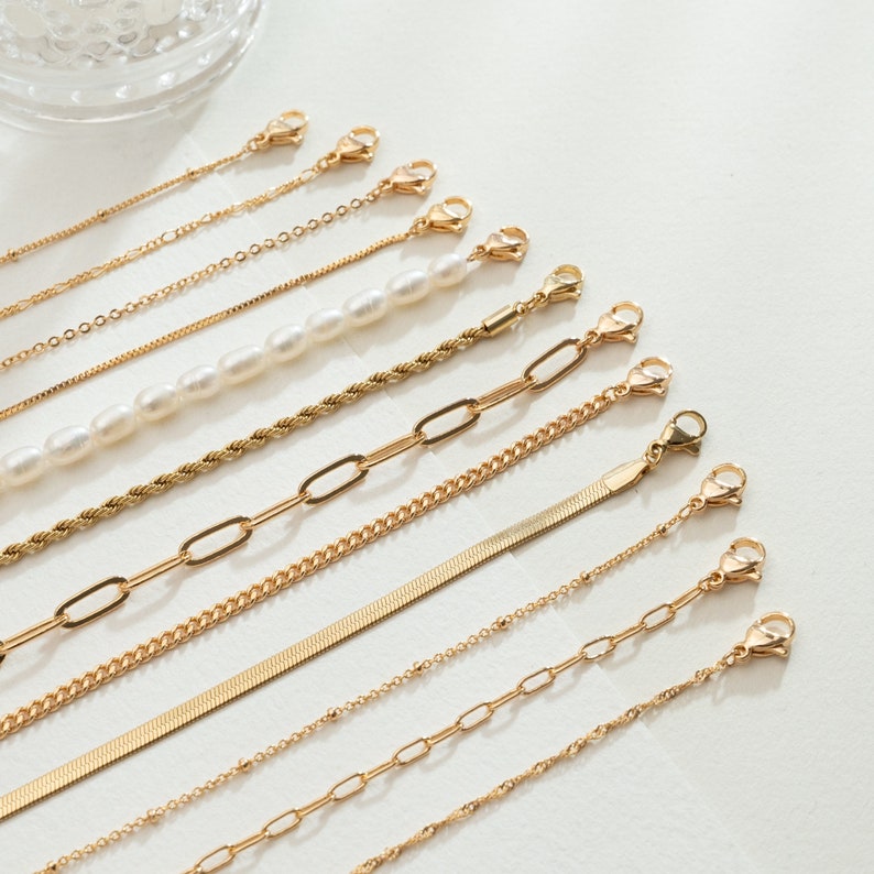 18K GOLD Chain Necklace, Paperclip Chain, Twist Chain,Vine Chain, Bead Chain, Twist Chain, Dainty Chain for her zdjęcie 3