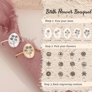 Personalized Birth Flower Ring, Birth Flower Bouquet Ring for Mom, Combined Family Floral Signet Ring, Mothers Day Gift, Gift for Grandma
