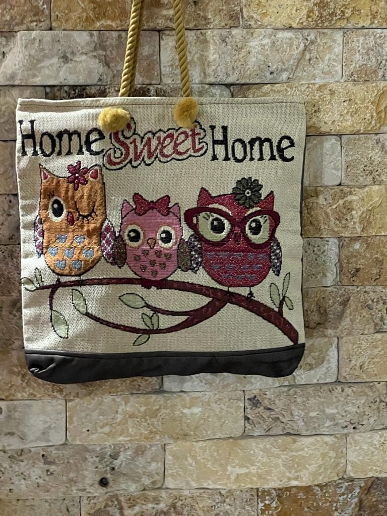 shoulder bag Handmade printed owl picture Shopping Bag Egyptian Oriental Tours For women, girls, b