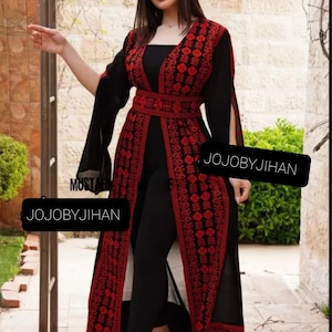 Palestinian Heritage Embroidered Abaya FreeShipping Palestinian Embroidered Abaya Thobe Handmade Heritage Wedding Party Henna Gift for Women