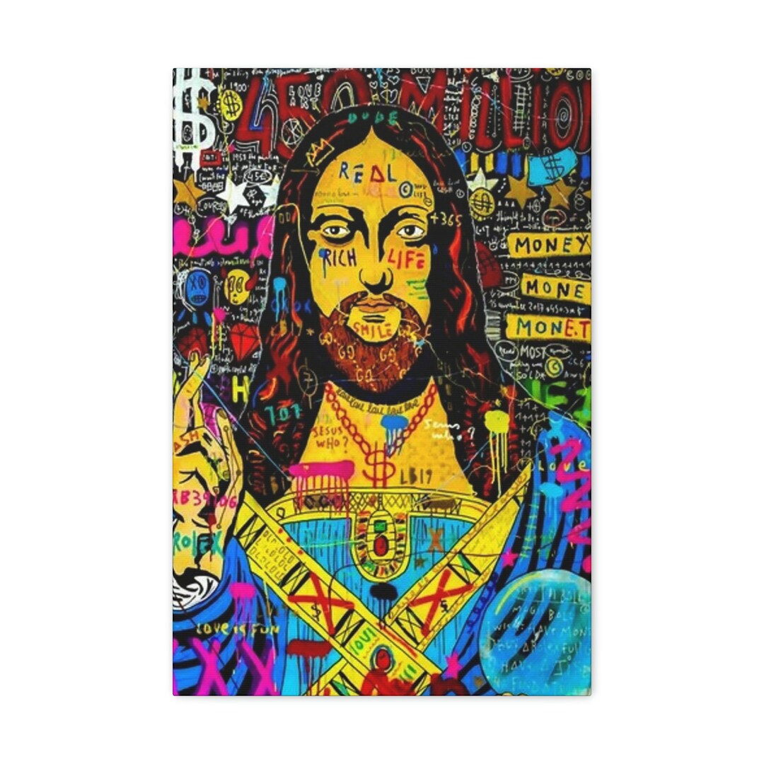 Banksy Jesus Canvas Wall Art Banksy Art Jesus Graffiti Etsy