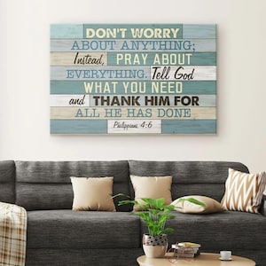 Philippians 4:6 Canvas Wall Art | Don’t Worry About Anything | Christian Bible Verse Print | Prayer Room | Inspirational Scripture Décor
