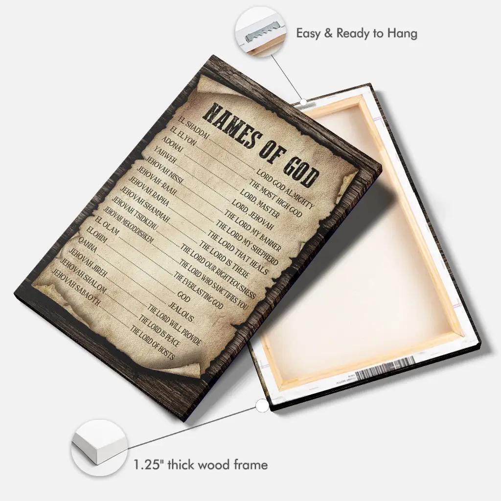 Names of God Wall Art Canvas Print – Christian Scripture Decor ...