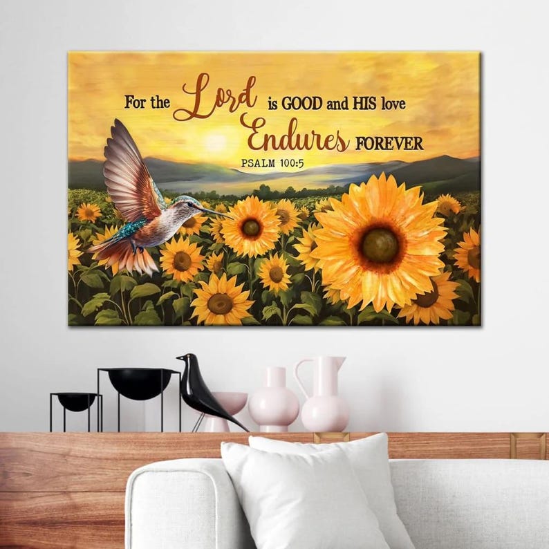 Psalm 100:5 Wall Art Canvas, the Lord is Good Scripture, Hummingbird ...