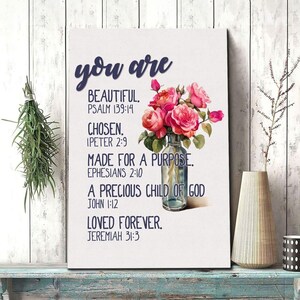 You Are Who God Says You Are Wall Art Canvas - Inspirational Bible Verses | Christian Home Decor for Office or Church | Christian Wall Art