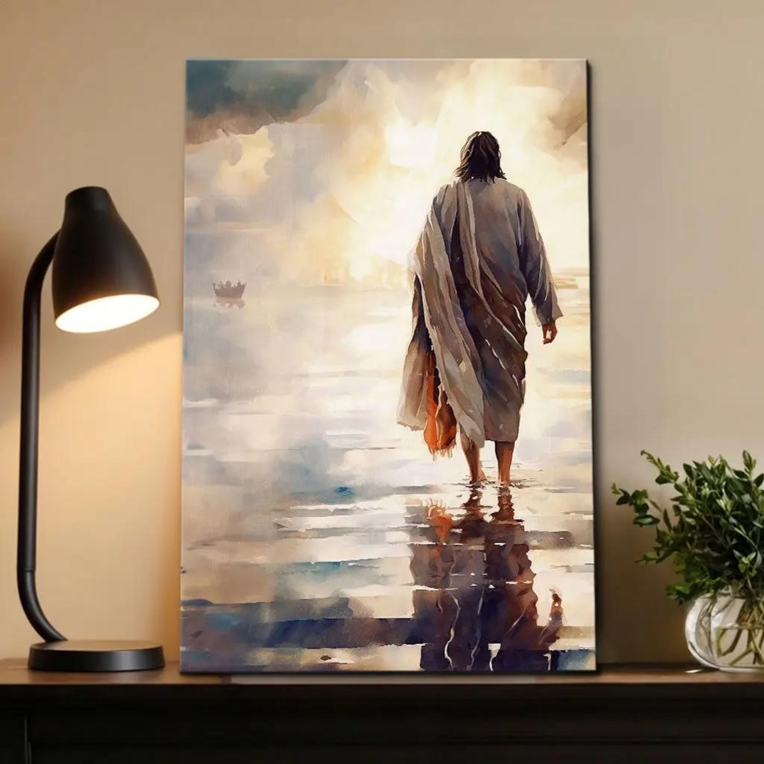 Jesus Walking on Water – Christian Wall Art Canvas Print, Inspirational ...