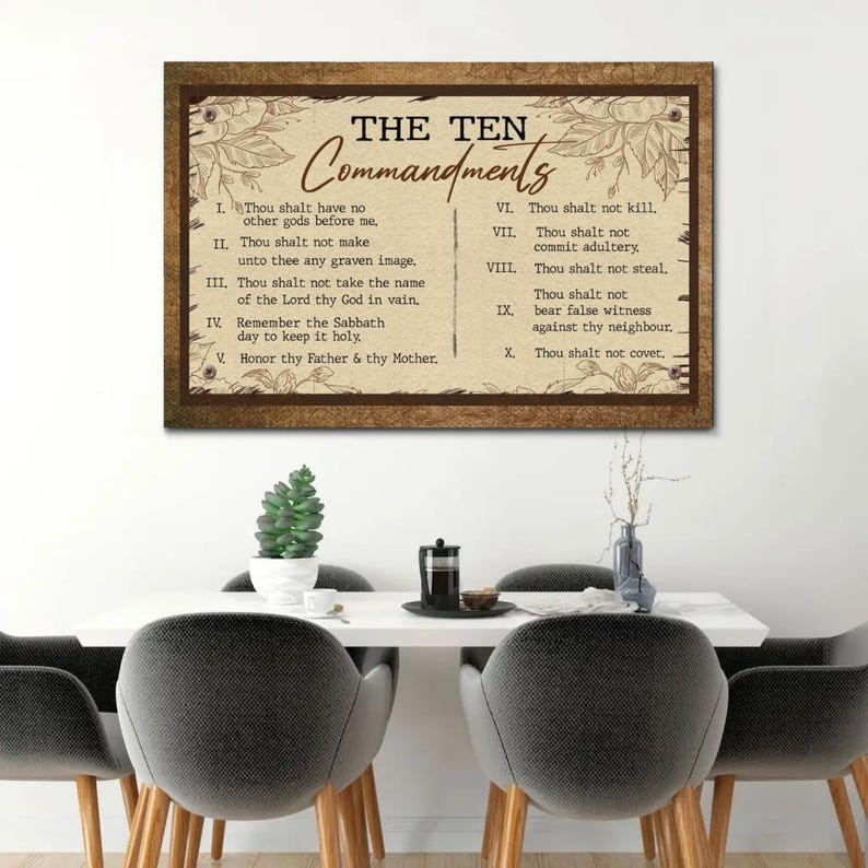 10 Commandments Wall Art Canvas - Inspirational Religious Decor for ...