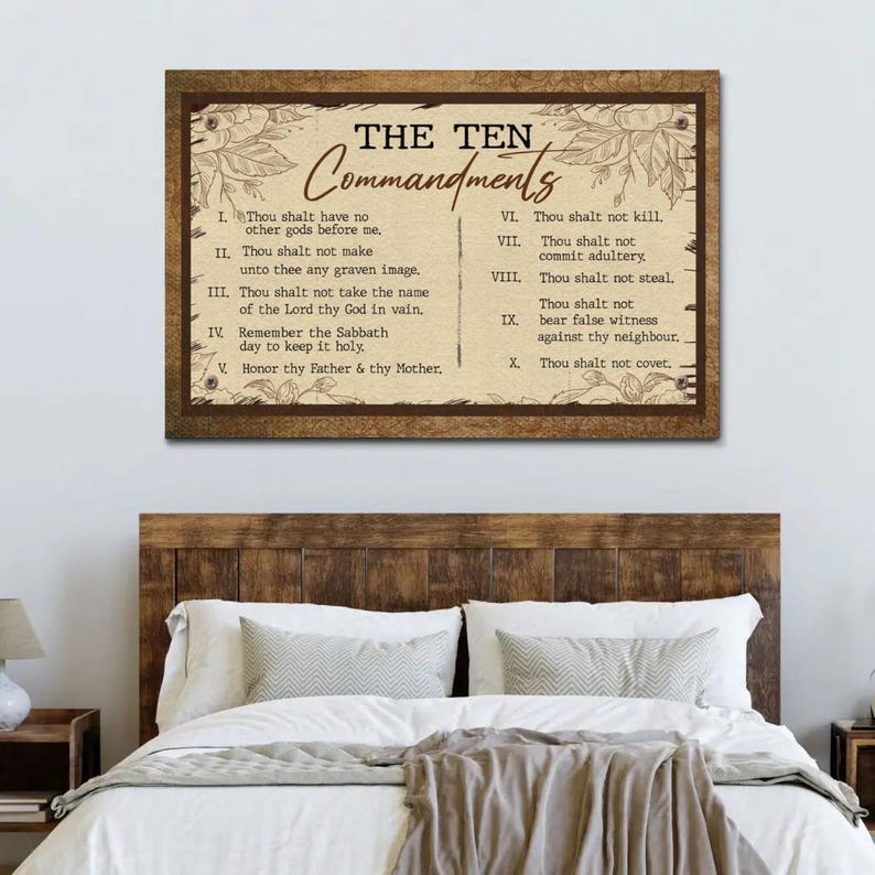 10 Commandments Wall Art Canvas - Inspirational Religious Decor for ...