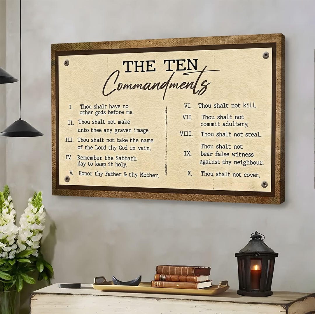 10 Commandments Wall Art Canvas - Inspirational Religious Decor for ...
