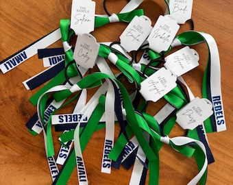 Cintas de equipo personalizadas con elástico / Cintas deportivas con nombre personalizado / Regalos para equipos de netball / Regalos para jugadores y entrenadores / Espíritu de equipo escolar