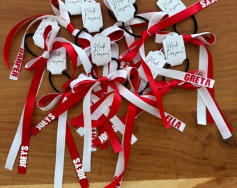 Personalised Team Ribbons with elastic | Custom Name Sports Ribbons | Netball Team Gifts | Player & Coach Gifts | School Team Spirit