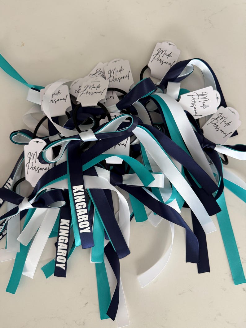 Personalised Team Ribbons With Elastic | Custom Name Sports Ribbons ...