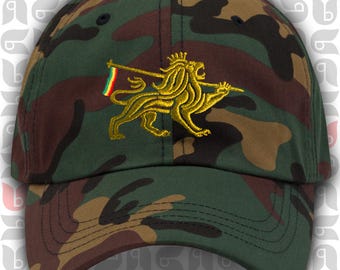 Rasta Reggae Royalty: Lion of Judah Crest Dad Hat in Gold Embroidery | Unisex