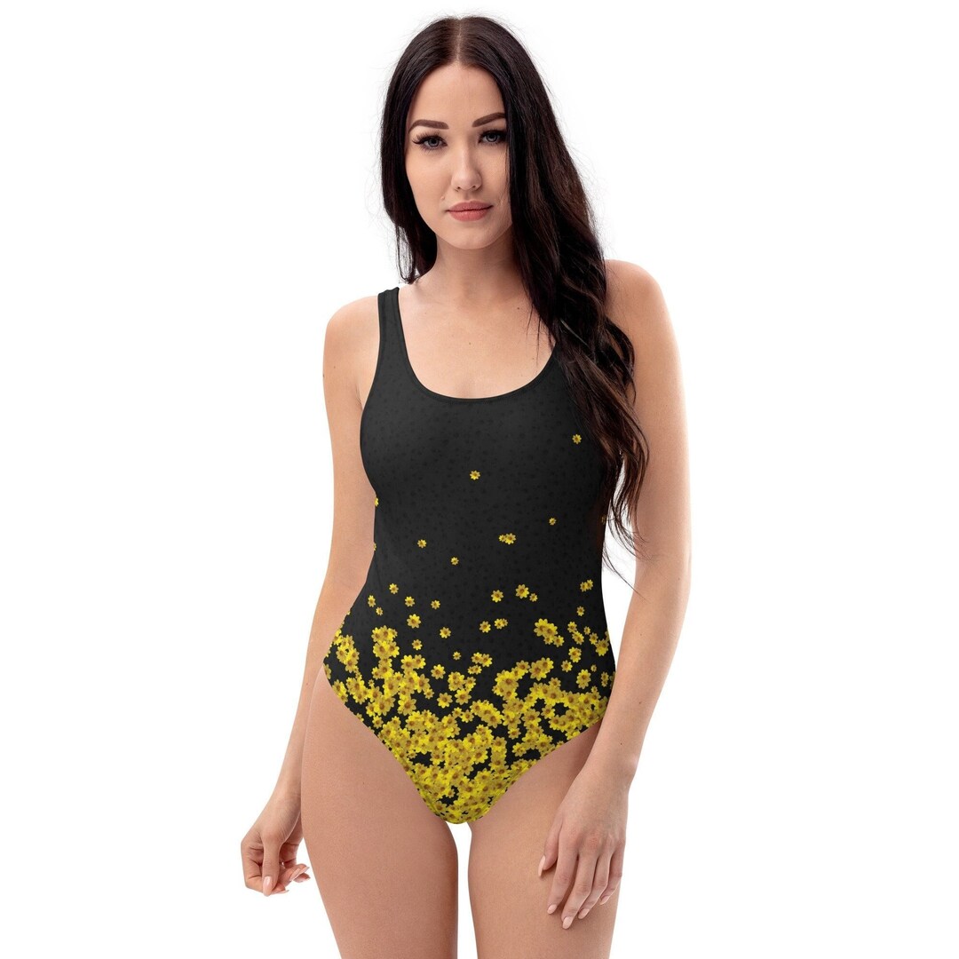 Yellow floral swimwear.