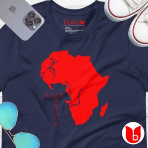 Afrikanisches Hemd, schwarze Geschichtshemd, handgefertigtes Sommer-T-Shirt, Roar Lion Afrikanische Karte T-Shirt, Blm Freiheitshemd, Kurzarmhemd für Aktivisten